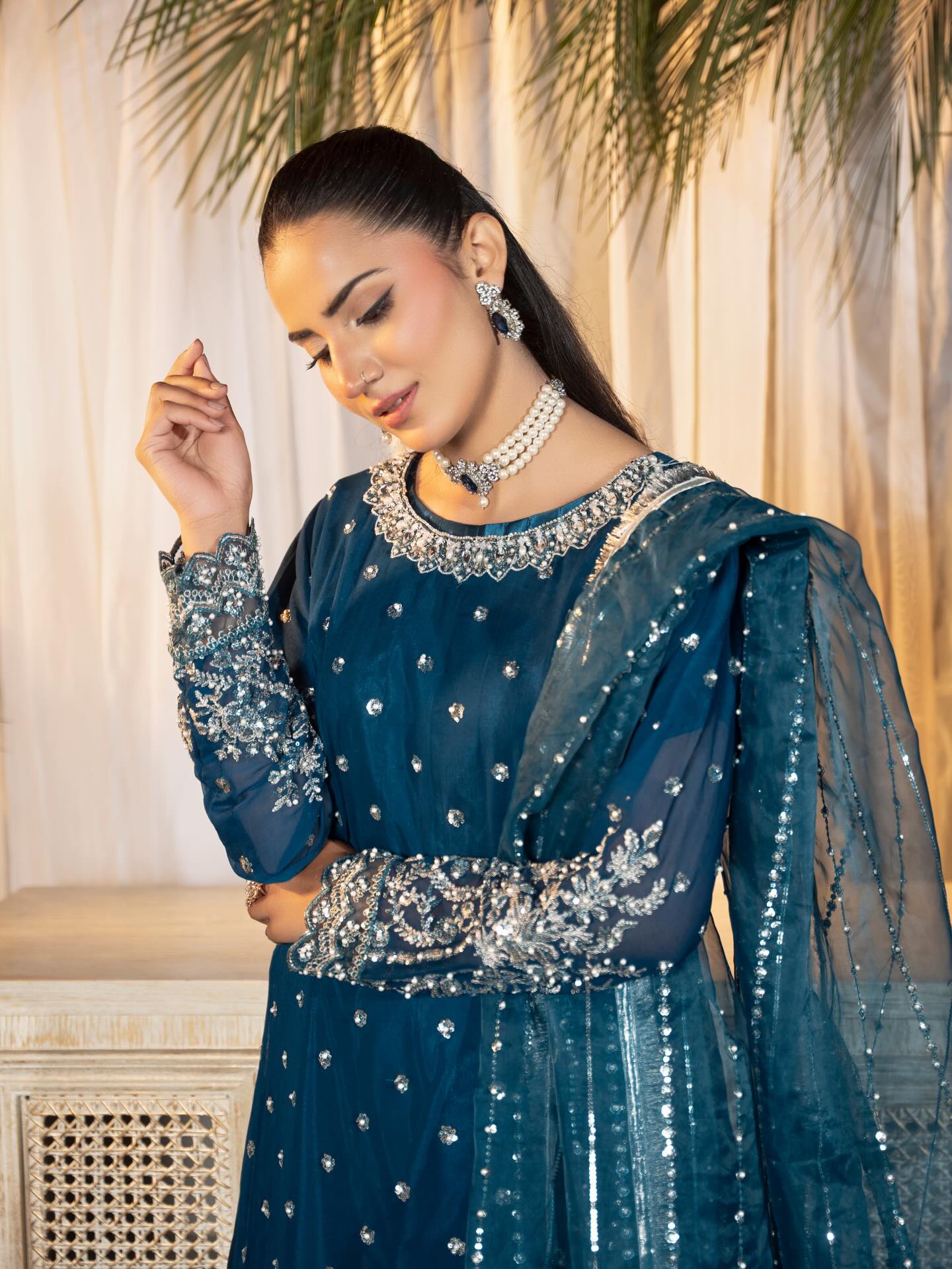 Yale Blue emroidered Gown