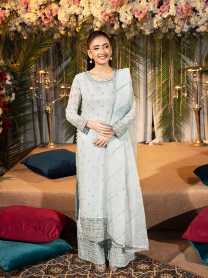 Luxury Chiffon Side Button Long Shirt 3PC