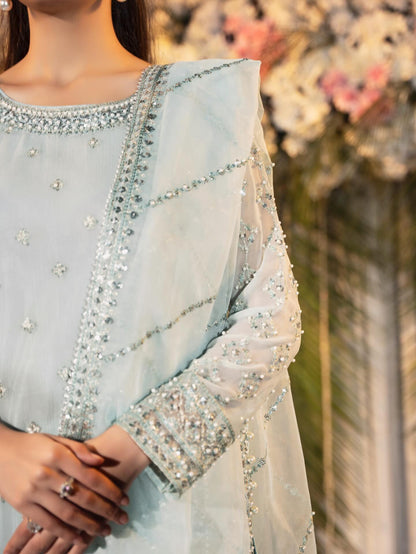 Luxury Chiffon Side Button Long Shirt 3PC