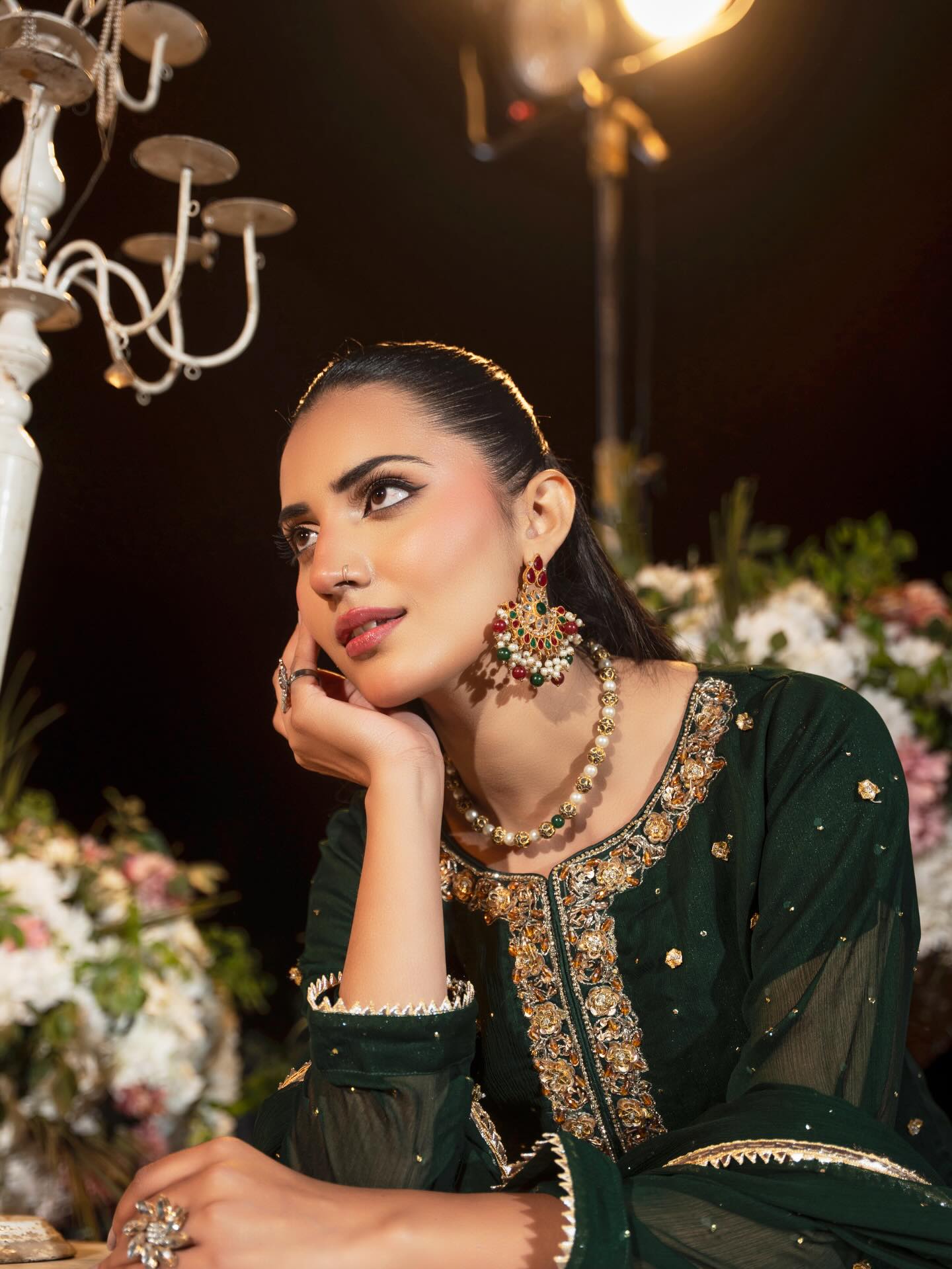 3PC Chiffon Embellished Sharara Set