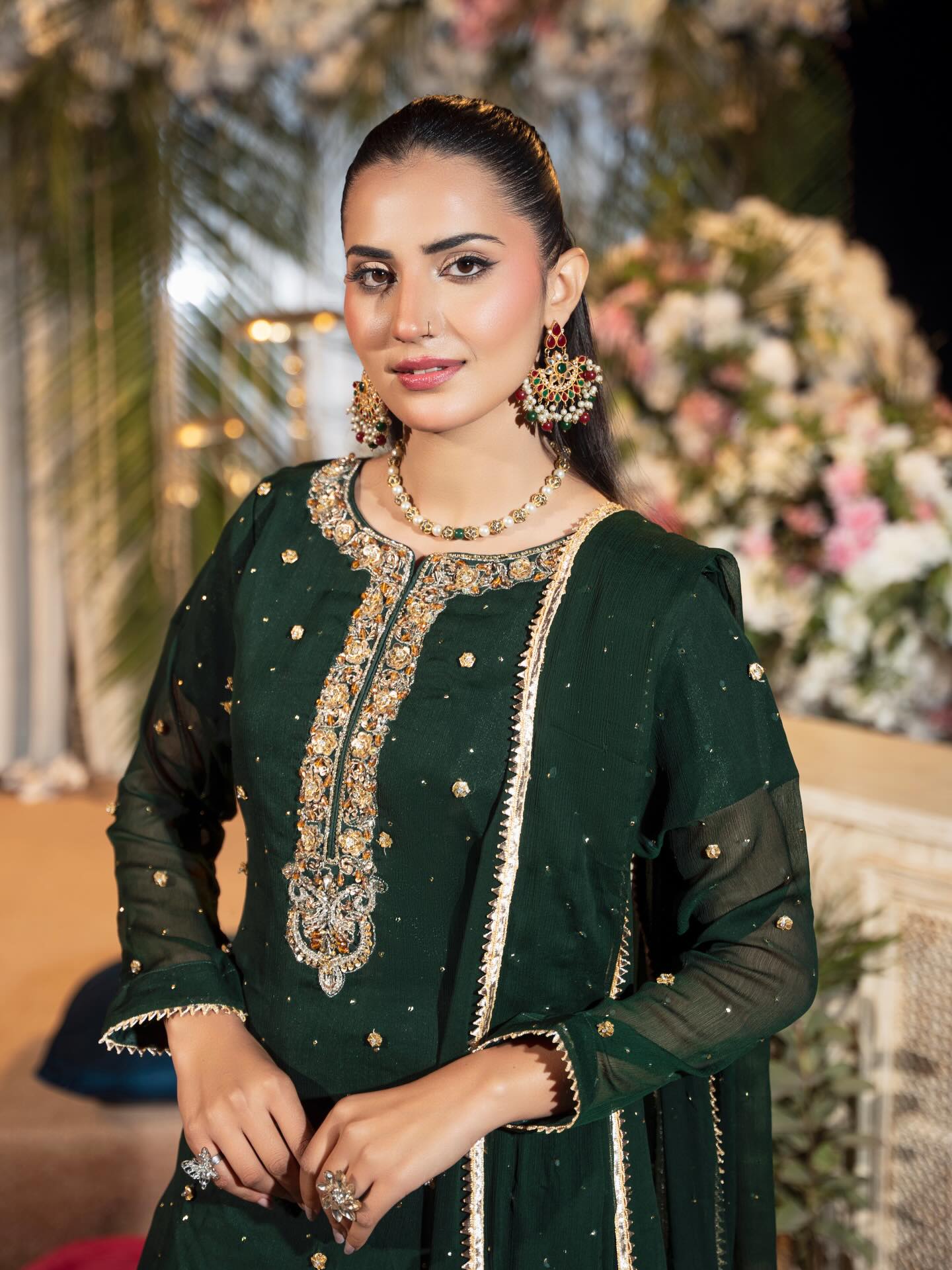 3PC Chiffon Embellished Sharara Set