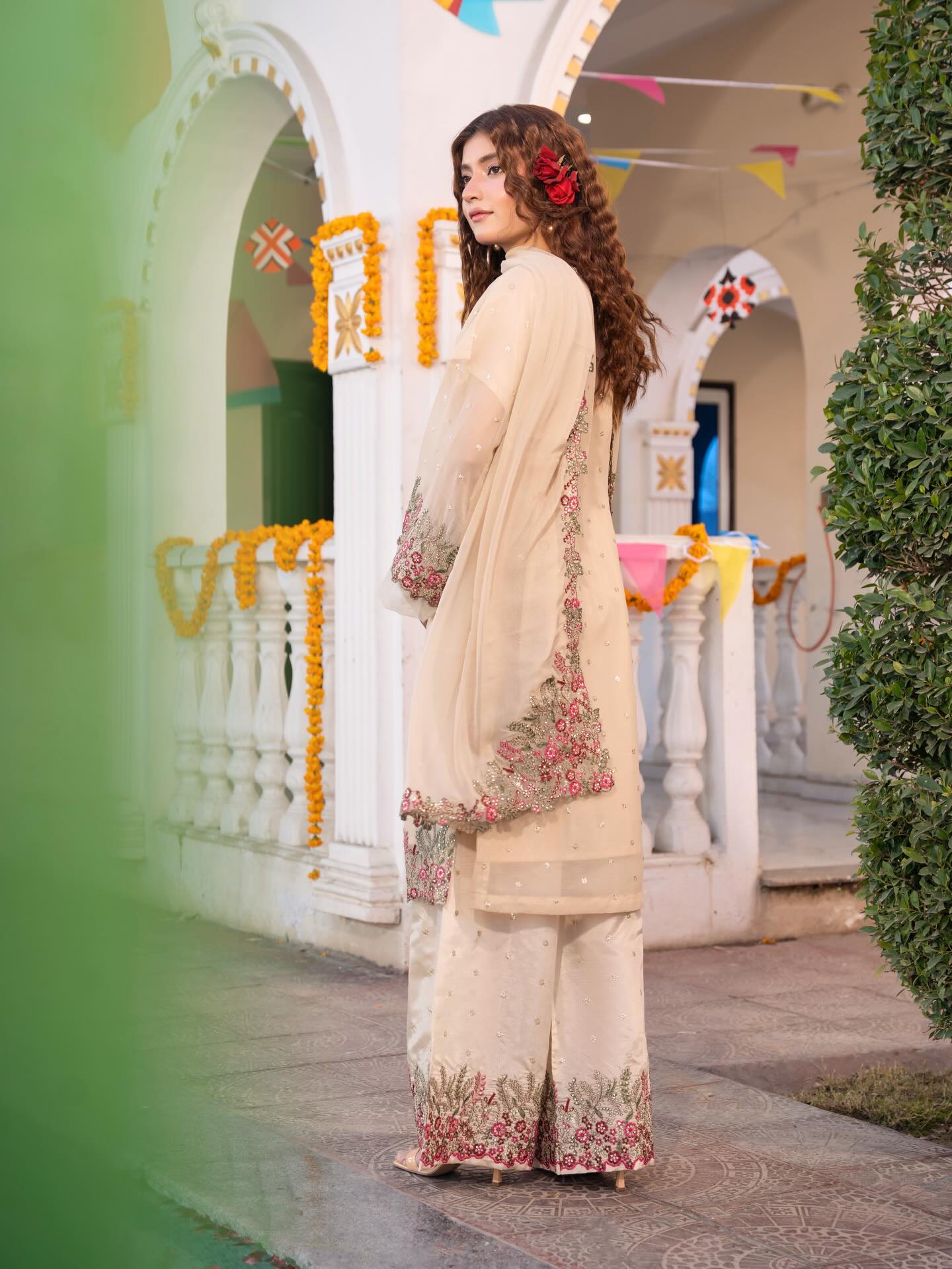 Multi Cut Work Chiffon 3PC with Chiffon Duptta