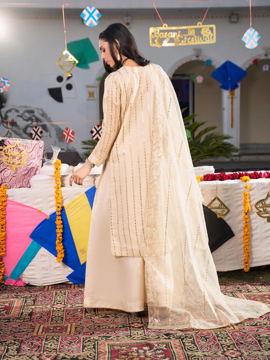 Pearl Lining Long 3PC Dress