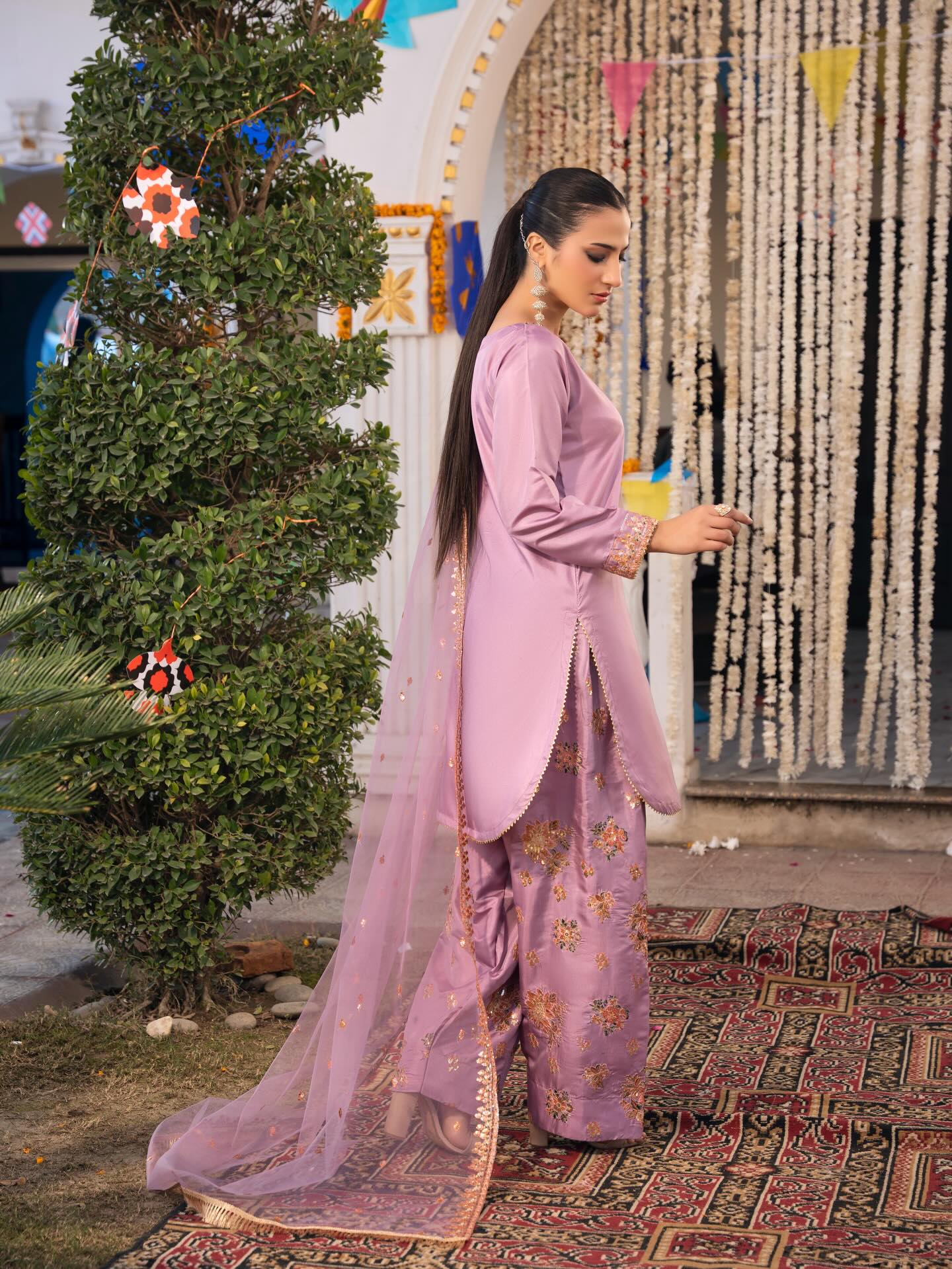 Silk Farshi Paired with Short Shirt