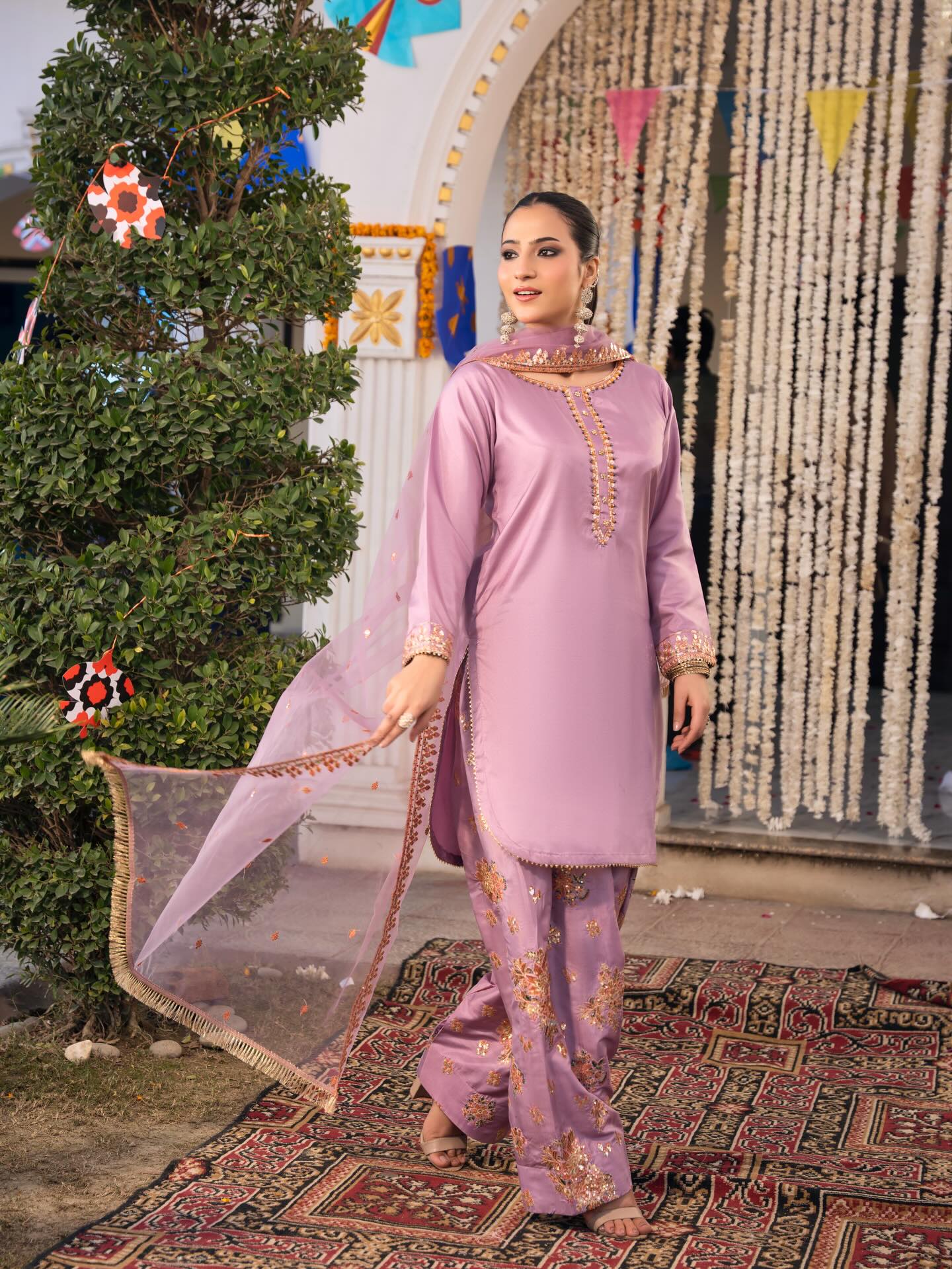 Silk Farshi Paired with Short Shirt