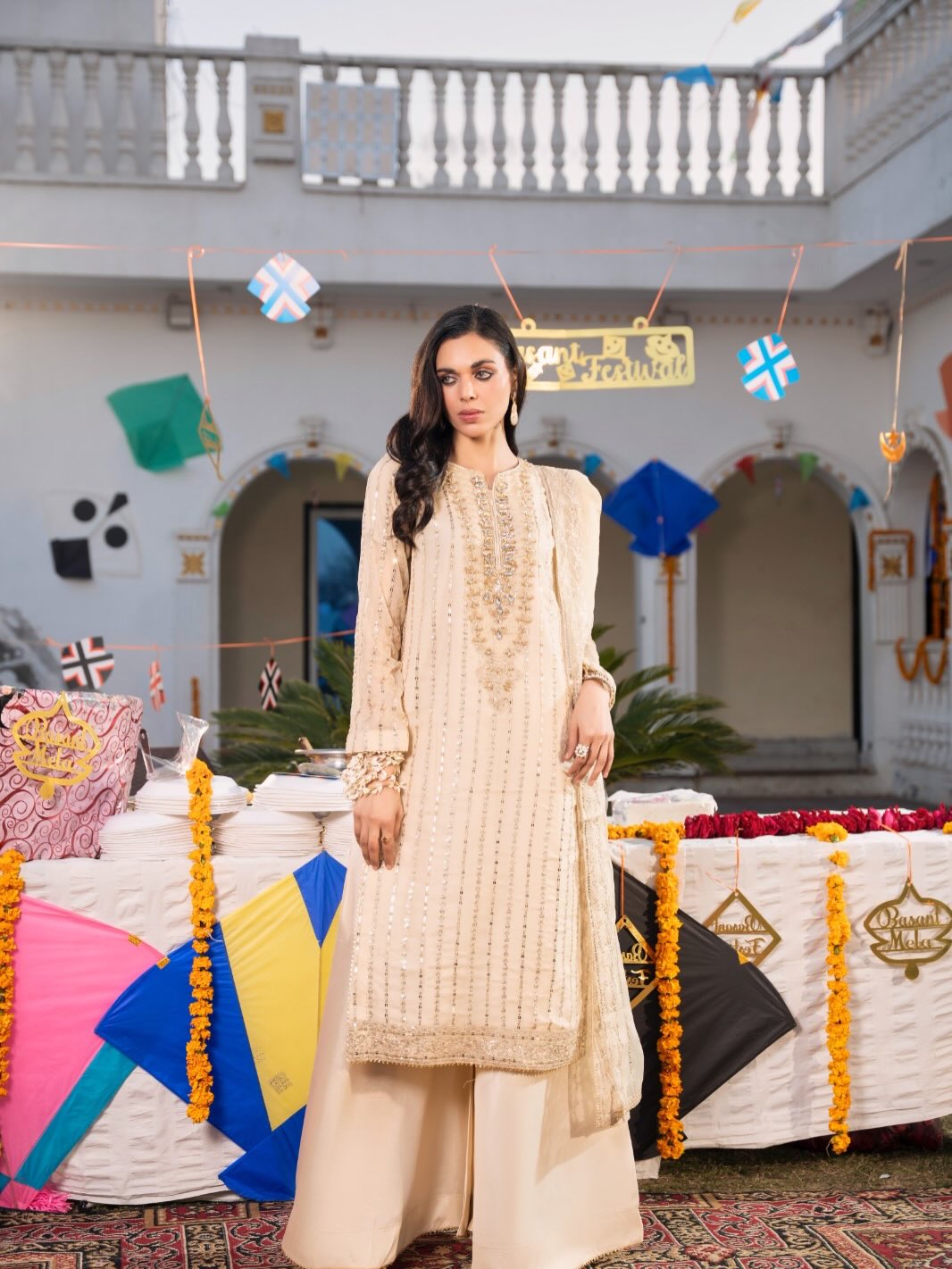 Pearl Lining Long 3PC Dress