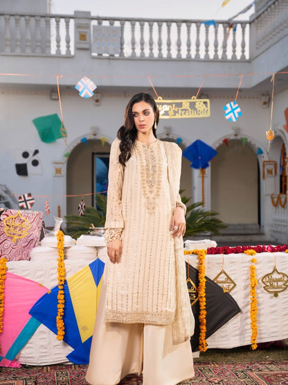 Pearl Lining Long 3PC Dress