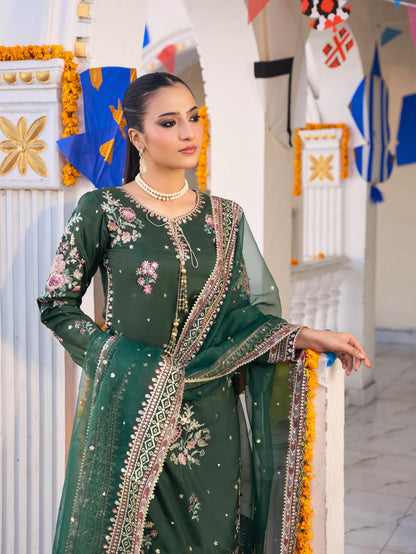 3pc Silk Round Border with Bell Bottom