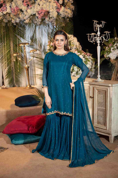 Simple 3PC Chiffon Garara Set