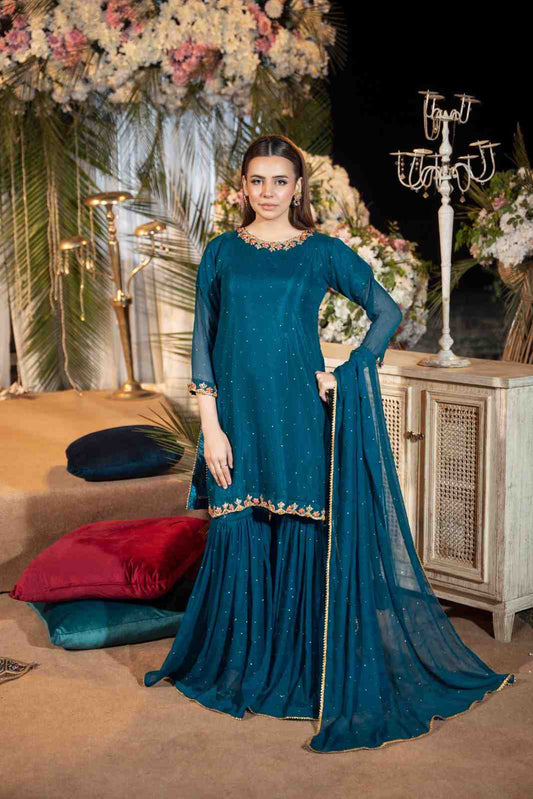 Simple 3PC Chiffon Garara Set