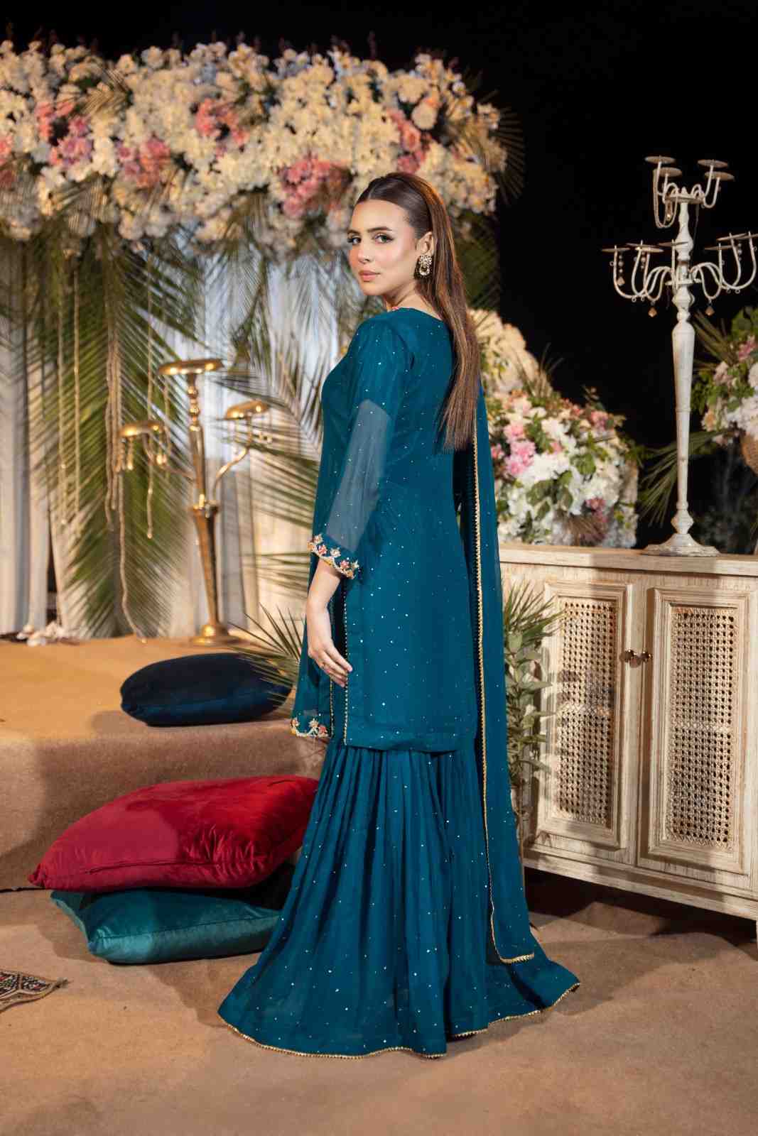 Simple 3PC Chiffon Garara Set