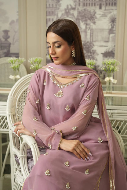 Dabka Pearl Chiffon Sharara Set