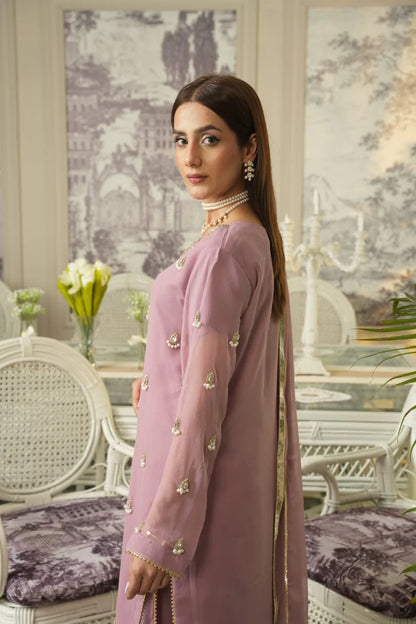 Dabka Pearl Chiffon Sharara Set