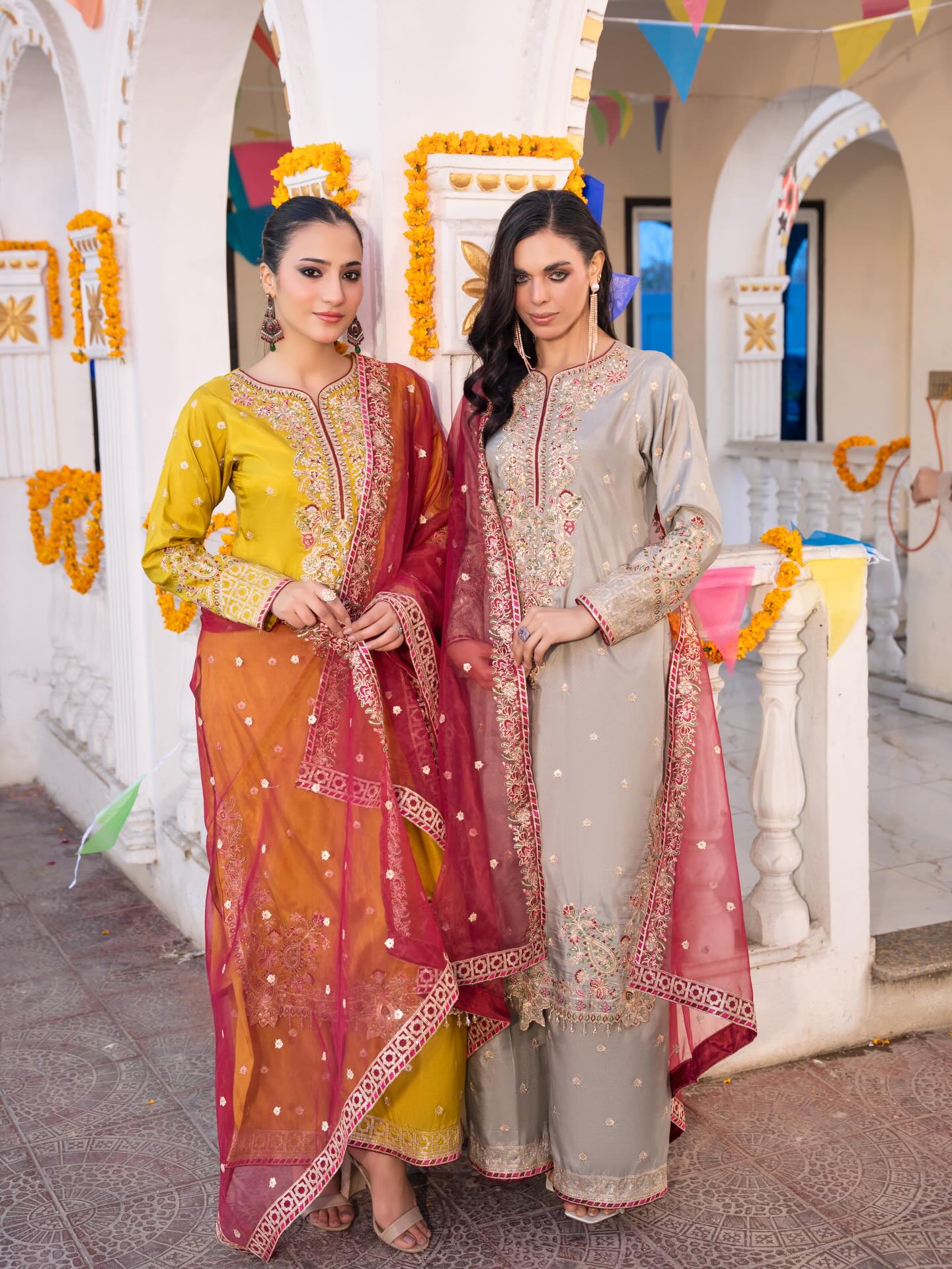Mustard Brder Cutt Work Silk 3PC