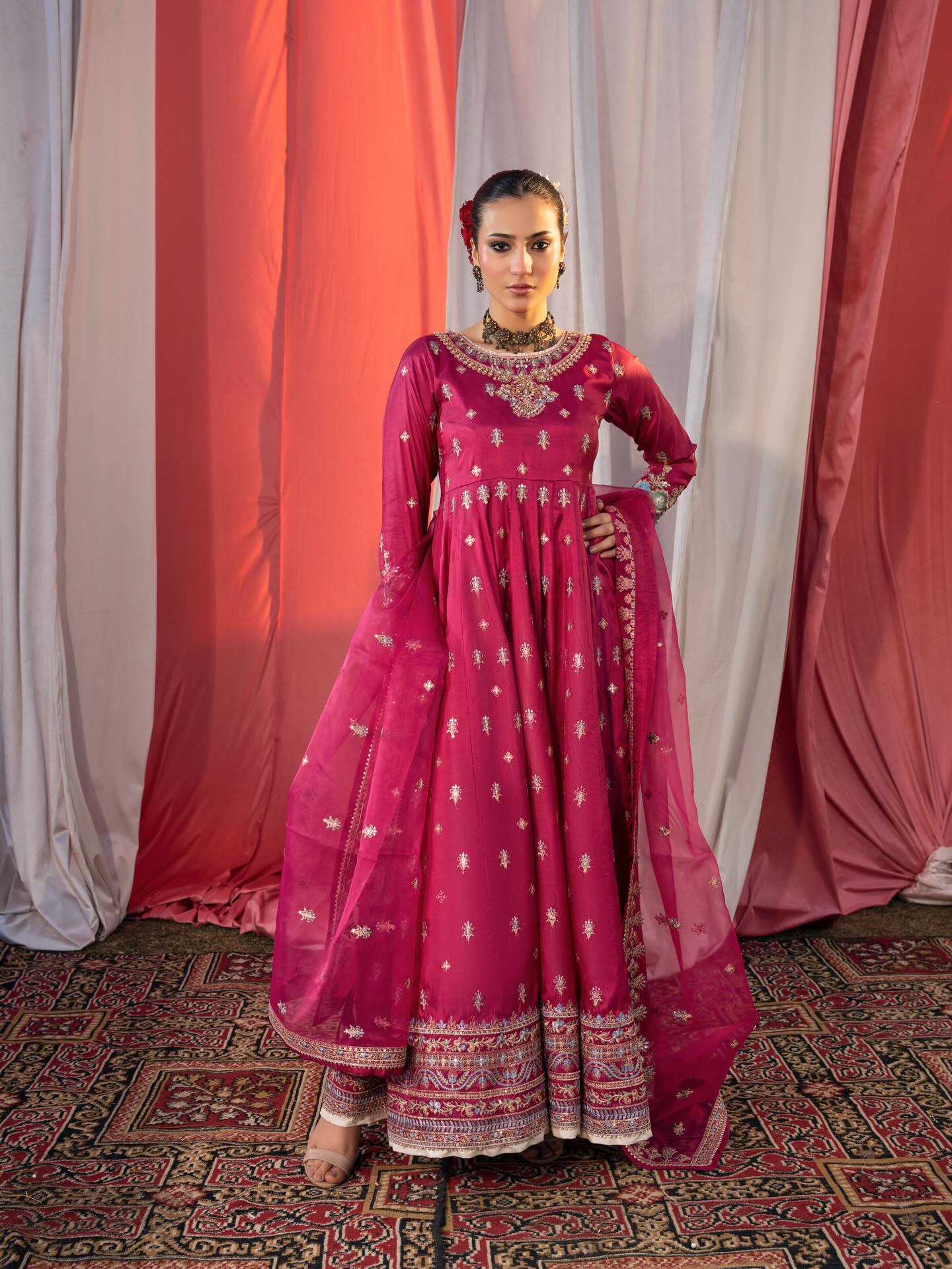 Elegant A Line Silk Maxi 3PC