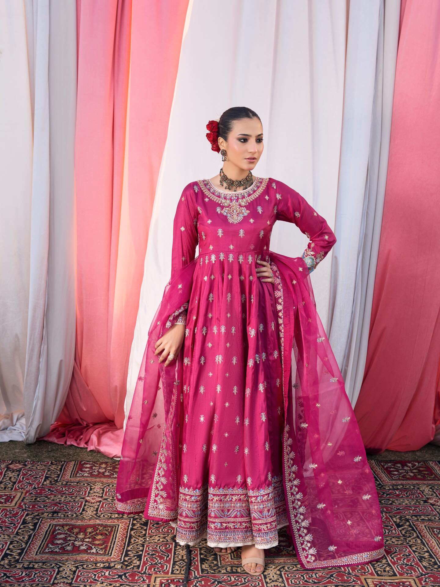 Elegant A Line Silk Maxi 3PC