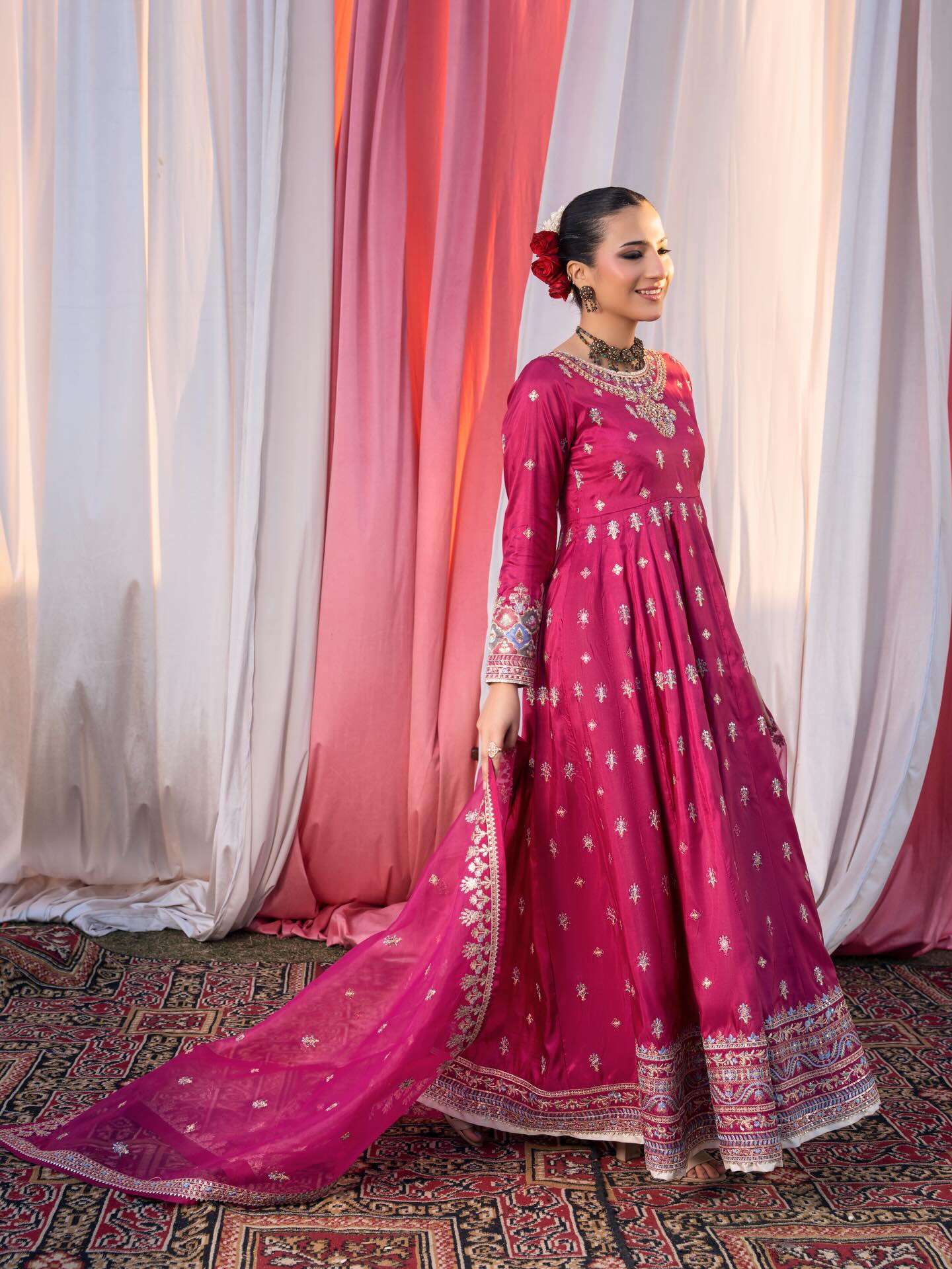 Elegant A Line Silk Maxi 3PC